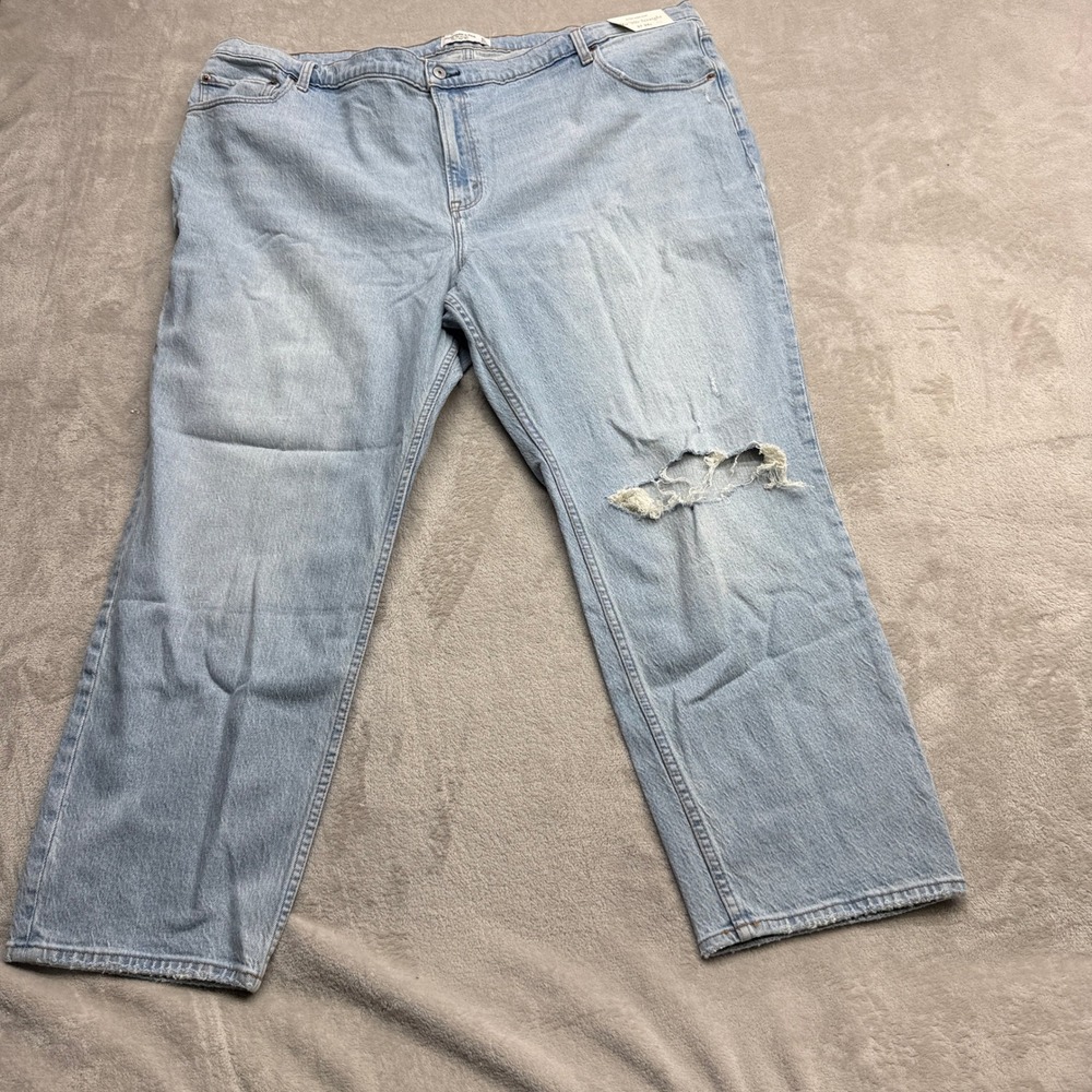 Abercrombie & Fitch The 90s Straight Jeans Womens 24 Short Light Wash Distressed